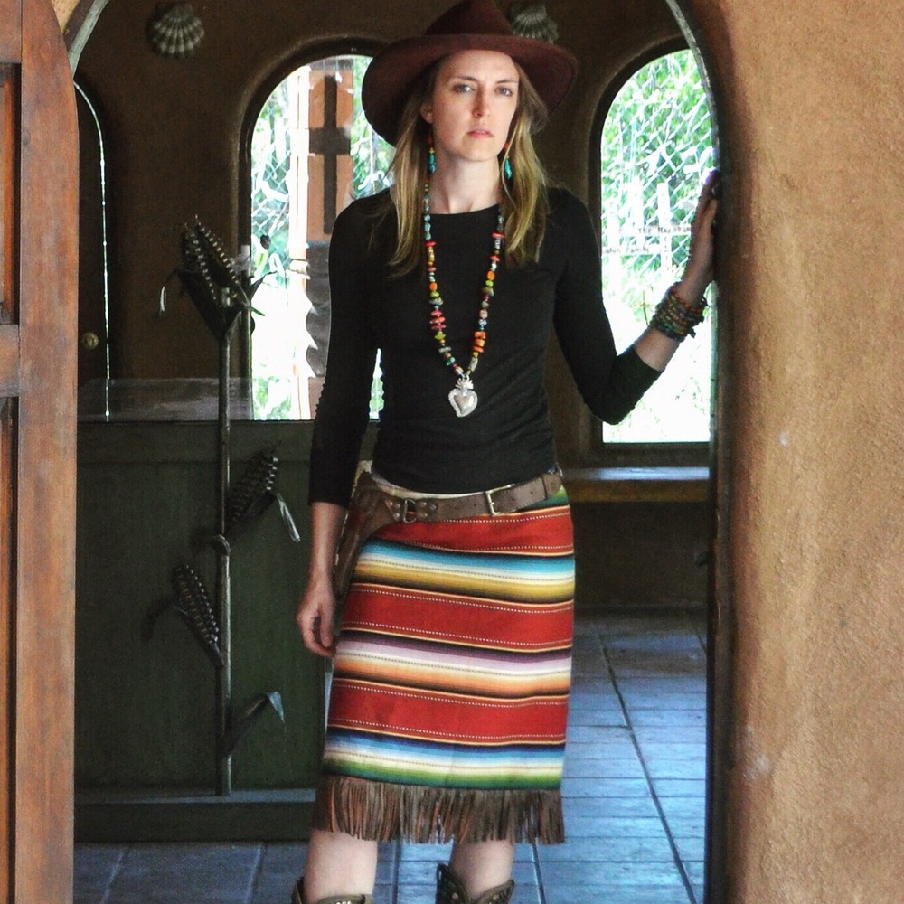 Patricia Wolf - Mimosa Red Serape Skirt Size 6